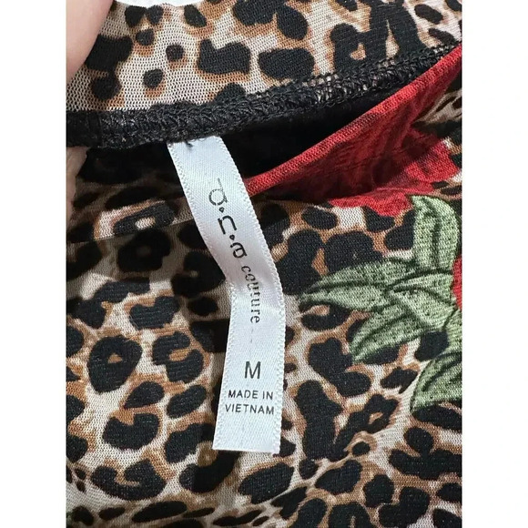 Dna Couture cheetah rose Print Dress Y2K bodycon sheer Size Medium - Picture 5 of 6